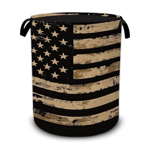 Vintage Flag Laundry Basket,Foldable Oxford Laundry Hamper with Handles,Collapsible Clothes Storage Bucket Tote Bag for Laundry Room,Bathroom,Bedroom,Dorm - color: Vintage Flag
