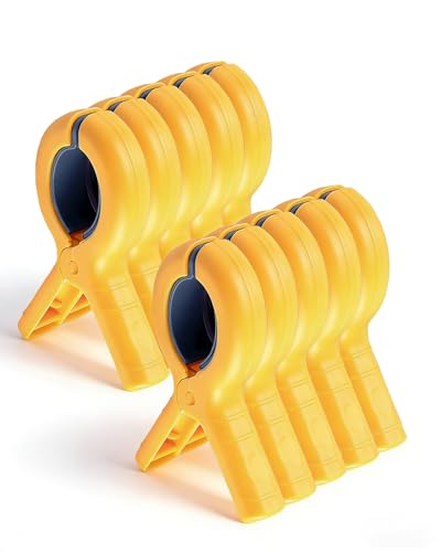 10 Pack Beach Towel Clips Heavy Duty Large Beach Essentials Chair Pool Clip - color: Yellow
