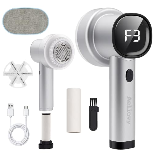 Fabric Shaver, 3 in 1 Lint Remover with Hair Remover Brush & Lint Rollers, Digital Led Display, 3 Speeds with Replaceable Blades, Remove Pilling for Clothes, Furniture, Sweater, Couch, Blanket, Pet - color: Gray