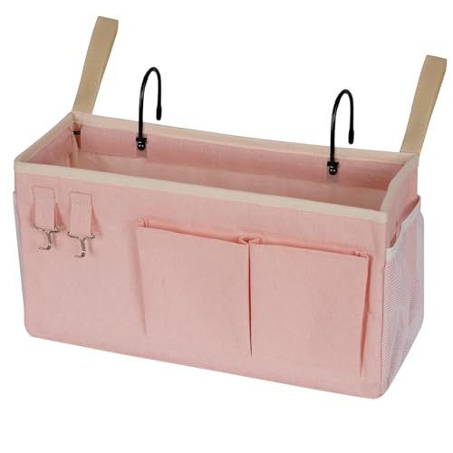 Bedside Caddy Bedside Storage Bag for Headboards/Bunk Bed - color: Light Pink