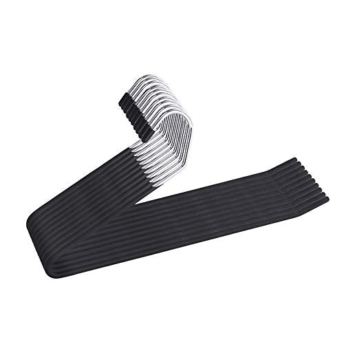 JS Hanger Non Slip Pants Hangers 10 Pack Open Ended Easy Slid Slacks Hangers, Durable Anti-Rust Space Saving Metal Jeans Hangers, Chrome and Black Friction - style: 10pack