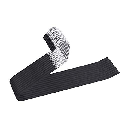 JS Hanger Non Slip Pants Hangers 10 Pack Open Ended Easy Slid Slacks Hangers, Durable Anti-Rust Space Saving Metal Jeans Hangers, Chrome and Black Friction - style: 10pack