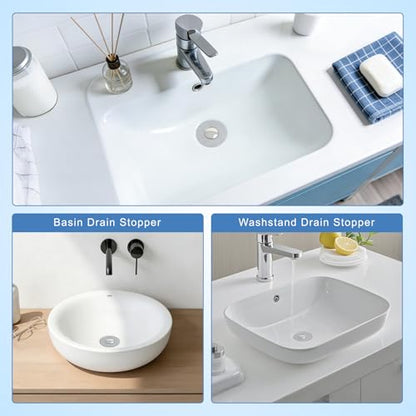 Upgraded 3 in 1 Bathroom Sink Drain Strainer, Universal Pop Up Stopper with Removable Stainless Steel Filter Basket Hair Catcher, Sink Plug for 1.1''~2.36'' Basin, Brushed Nickel Finish (1PC) - style: Brushed Nickel Finish (1PCS)