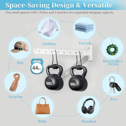Alise Clothes Drying Racks Wall Mounted Coat Hangers,White,2 Pcs - color: White, size: (2 Pack)1008 8-Holes
