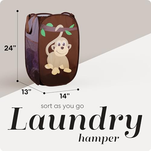 Handy Laundry Collapsible Mesh Pop Up Laundry Hamper 14 x 13 x 24 in - color: Monkey