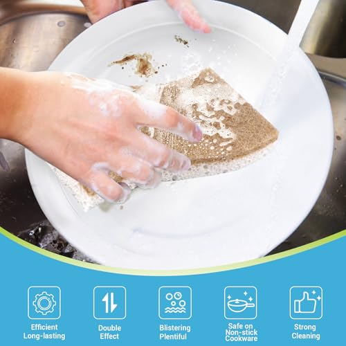 AIDEA XL Sponges Kitchen-6Count, Non-Scratch Scrub Sponge for Dishes - color: Brown-extra Large