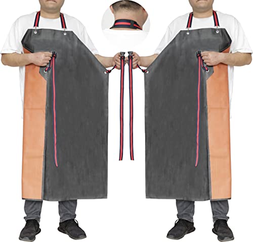 Thick Rubber Apron, Waterproof Chemical Oil Resistant Aprons (2 pack) - color: Black（2 Pack）