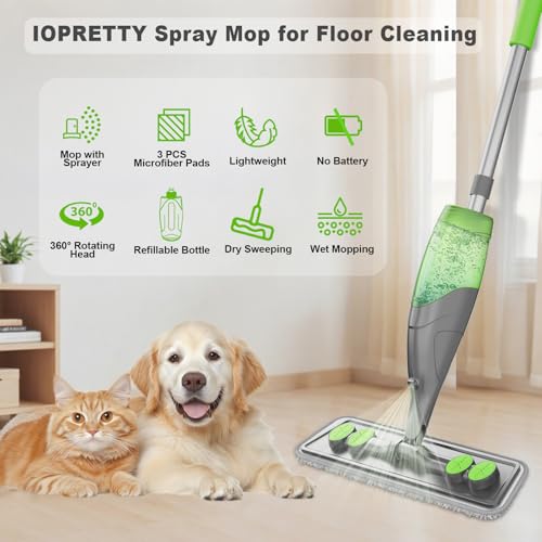 Spray Mop for Floor Cleaning - Wet Dry Mops for Multi-Surfaces - color: Gray Green