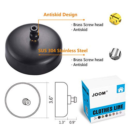 JOOM Retractable Clothesline,9.2FT Wall-Mounted Laundry Line,Brushed Black - color: Brushed Black