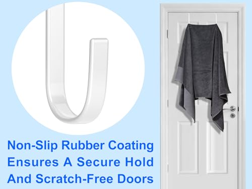Mars-Rock Single Over Door Steel Hooks 8 Pack Fit 1-3/8" Door 5.5" White - color: E: 8Pack 5.5"Length