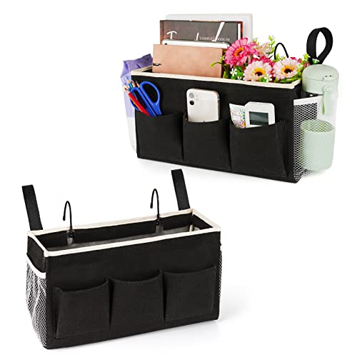 Lilithye Bedside Caddy, Bedside Storage Bag Hanging Organizer for Bunk Bed - color: 2pcs Black