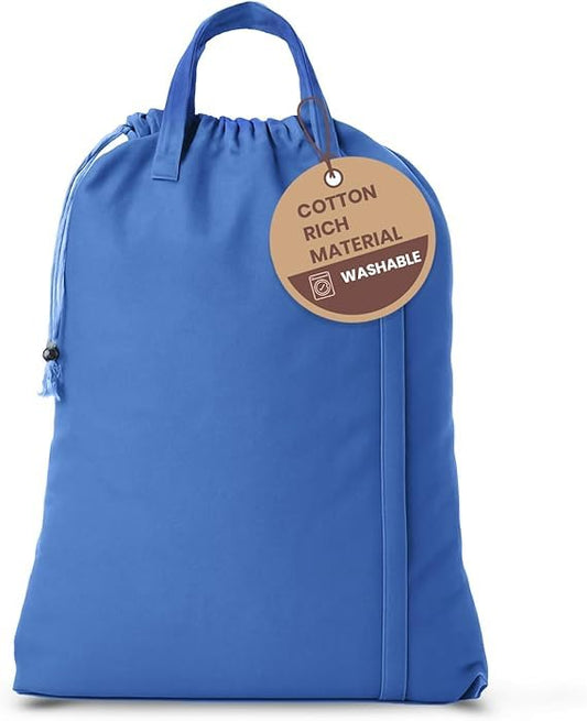 LFH Home Large Premium Cotton Rich Canvas Laundry Bag with Drawstring and Handles Heavy Duty, Multi-Use, and Washable for Home, Travel, College or Storage 20x30 (Pack of 2)-Sky Blue - color: Sky Blue, size: 20”x30” (Pack of 2)