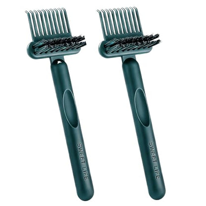 2 Pack Hair Brush Cleaning Tool, 2-in-1 Cleaner Tool, Portable Cleaning Tool Set for Brush Comb Keyboard, Remover Rake for Removing Hair Dust, Home and Salon Use(Sage Green) - color: 2 Pack-SageGreen