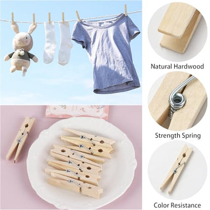 50Pcs Wooden Clothespins, 2.9 inch Clothes Pins for Crafts, Natural Laundry Hanging Clips - color: 50pcs- Wood