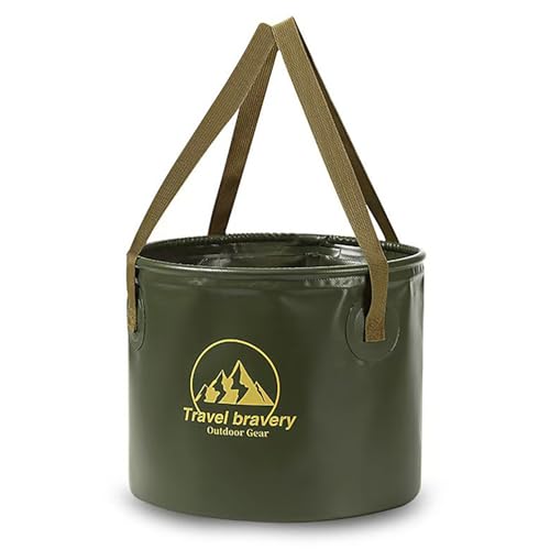 Collapsible Bucket，Folding Bucket，Suitable for Camping Fishing Hiking Gardening car Washing(ForestGreen, 10L)