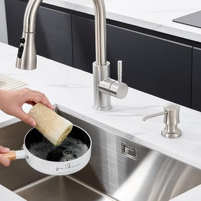 Sink Soap Dispenser for Kitchen Sink Brushed Nickel Upgrade with 40" Silicone Extension Tube Kit, Connect to Your Soap Bottle Directly - color: Brushed Nickel, size: with Tube Kit