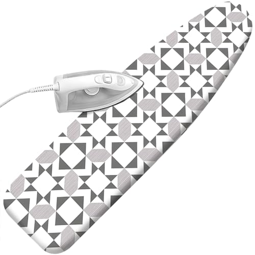 Padded Ironing Board Cover, 15 * 54 in Standard Size Ironing Board Covers, Easy Hook and Loop Fastener, Universal Fit for Standard Boards - color: Geometric Shapes