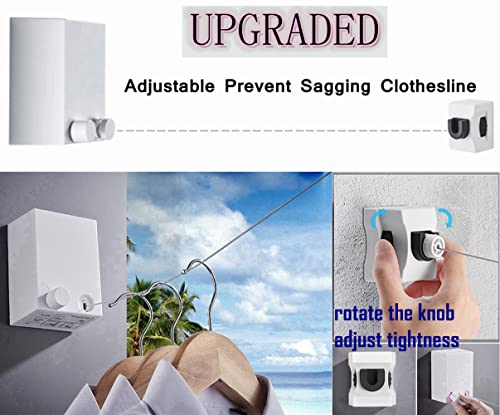 Retractable Clothesline Adjustable Clothes line Retracting Dryer ABS case+Aluminum Outdoor/Indoor, Stainless Steel Rope String Heavy Duty, Self Adhesive Wall Mount Upgrade Knob 1 Black - color: W Upgraded Black and Buckle With Rotary Knob