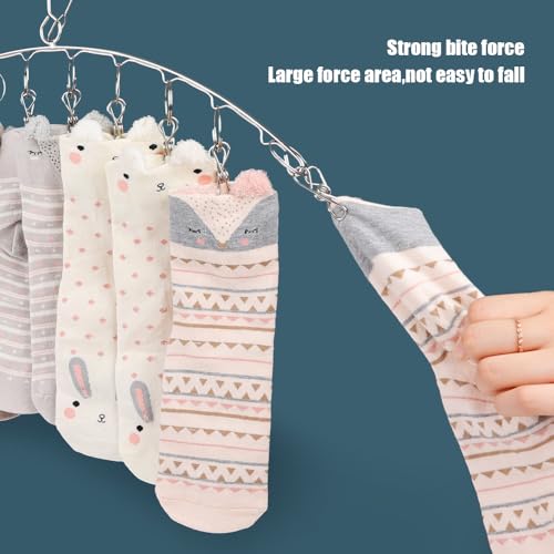 1pcs Stainless Steel Clothes Drying Hanger Windproof Rack Clips Sock Laundry Airer Hanger Underwear Holder,6-Clips