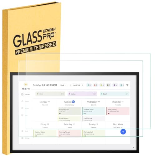 2 Pack Tempered Glass Screen Protector for Skylight Calendar 15-inch Wall Planner Digital Calendar, Skylight Digital Picture Frame, 9H Hardness Anti-Scratch, Ultra HD Clear, Touchscreen Compatible