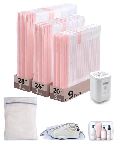 BAGSMART Travel Vacuum Bags with Rechargeable Electric Pump, 12PC Kit - size: 12 Pcs Travel Sets