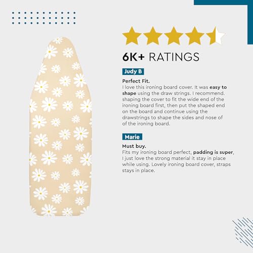 Encasa XO Ironing Board Cover and Pad, Thick Felt 28"x12" - color: Daisy Beige, size: Mini (28"x12")