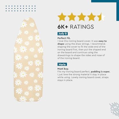 Encasa XO Ironing Board Cover and Pad, Thick Felt 28"x12" - color: Daisy Beige, size: Mini (28"x12")