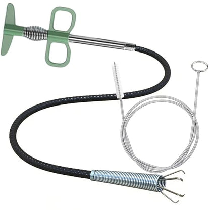 Upgraded 35-Inch Drain Snake Hair Drain Clog Remover, Flexible Grabber Tool with Bonus 60-Inch Drain Brush