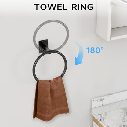 KLJKPA 20-Piece Bathroom Accessories Set, 24 inch Towel Bar - color: Black, size: 20 Piece