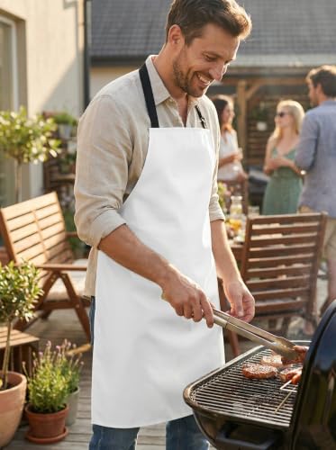 Molaxhome PU Waterproof Apron for Chef Lightweight Oil-Resistant Work Apron - color: White