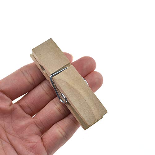 HAHIYO Wooden Clothes Pins Clothespins Extra Wide Do NOT Fall Apart 2.83 inches Length 11 Pack Sturdy Strong Springs No Rust No Discoloration for Laundry Craft Food Opened Bags - size: Natural Wood 2.83 inches 11 Pack