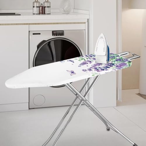 Flower Ironing Board Cover and Pad Standard Size Sea Butterfly Iron Table Covers Non-Slip Ironing Board Protective Ironing Padded Cover Starfish Suitable Gifts for Women Men Home Decor - color: Flower Butterfly Purple