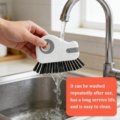 2PCS Car 2 in 1 Groove Cleaning Brush, Multifunctional Vehicle Window Track Cleaner Tool with Hidden Scraper, Auto Crevice Gap Grout Scrub Brush for Sliding Door Track, Universal Fit (Gray) - color: Gray