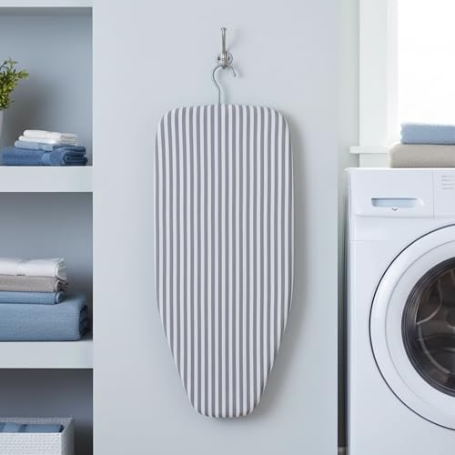 Honey-Can-Do Steel Tabletop Ironing Board with Folding Legs, Grey and White Stripe Cotton Cover, Compact Space-Saving Design, 30" L x 6" H - color: Gray, size: 29" L x 13" W