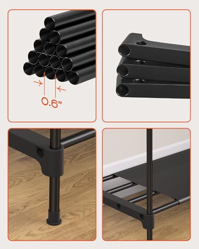 CASAMAYA Clothes Rack, Portable Closet, 44.9 Inch Large Capacity Wardrobe Closet, Clothes Storage Organizer with Shelves and 2 Hanging Rods, Easy to Assembly, Black PCT021B01 - size: 44.9"L x 16.9"W x 77.6"H