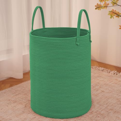 JMvicyroam 100L Cotton Rope Laundry Basket Hamper, Dark Green - color: Dark Green, size: 100L