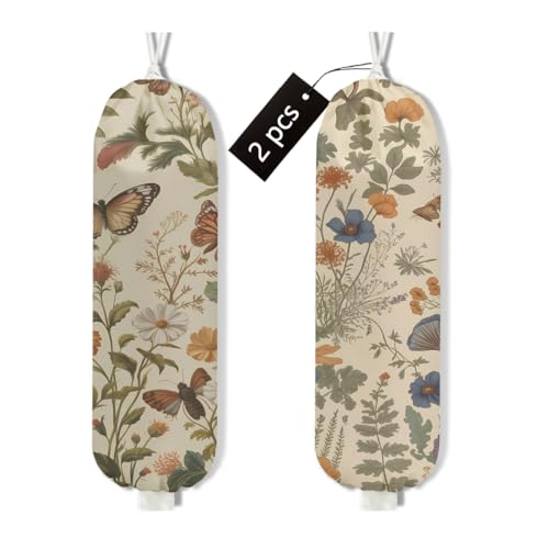 2Pcs Butterfly Plastic Bag Holder, Wall Mount Grocery Bag Holder - color: multicolour 1331