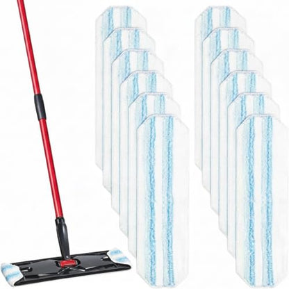 12 Pack Microfiber Mop Pads Compatible with O-Cedar H2prO Flat Mop System, Machine-Washable Reusable Replacement Pads for Wet & Dry Floor Cleaning