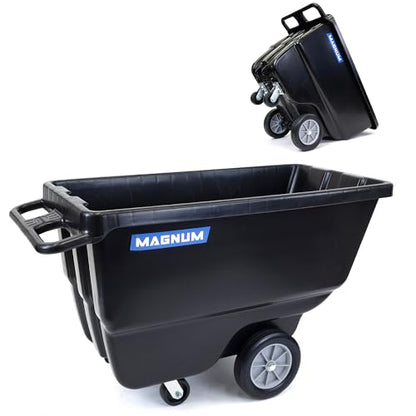 Magnum Tilt Truck, 1/2 Cu. Yd. Capacity Dump Cart with Heavy Duty 12” Wheels & 5” Casters for Handling, Transporting on Construction Jobsites, 750 lbs, Trash Cart with Wheels DUC12A-02PK (2-Pack) - size: Heavy-Duty Wheels, style: No Frame