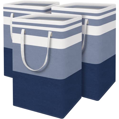 BlissTotes 3-Pack Laundry Basket, Collapsible Laundry Hamper, Blue, 88L - color: Blue, size: 88L