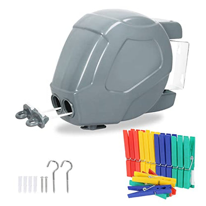 ZOES HOMEWARE Retractable Clothesline Heavy Duty Retracting Clothes Line Outdoor and Indoor with Durable ABS Shell and 2x49 Feet Extruded PVC Line,with Lock to Prevent Sagging