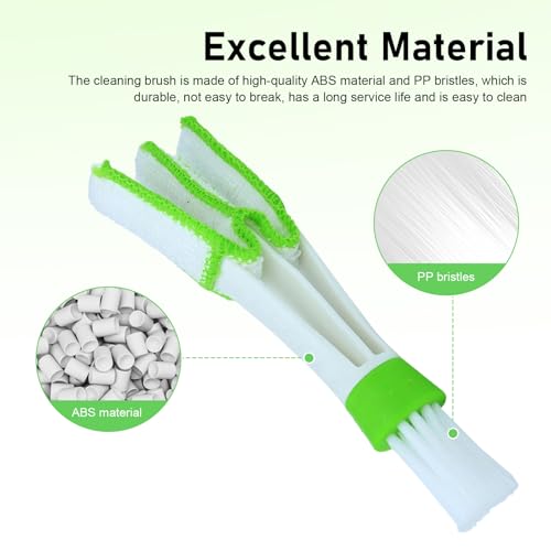 3 PCS Mini Duster for Car Air Vent, 3 Arm Soft Microfiber Dashboard Cleaner, Detachable Washable Brush Head Cleaning Tool, for Window Blinds & Keyboard & AC Vents & Fans (Green)