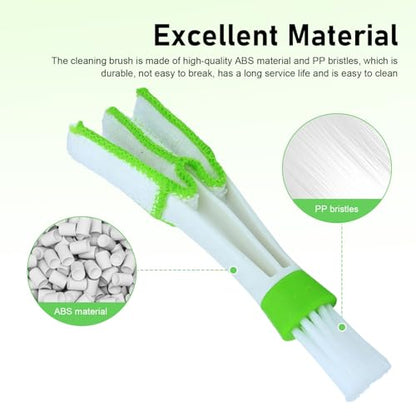 3 PCS Mini Duster for Car Air Vent, 3 Arm Soft Microfiber Dashboard Cleaner, Detachable Washable Brush Head Cleaning Tool, for Window Blinds & Keyboard & AC Vents & Fans (Green)
