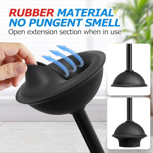 FORASTO 3Pack 2 in 1 Toilet Brush and Plunger Set, Extended Handle Plunger,Toilet Bowl Brush Plunger Set,Bathroom Cleaning Tools,Toilet Brush Plunger Combo,Cleaning Supplies，Black - color: Black, size: 3Pack