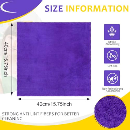 Nuenen Car Microfiber Clean Cloths, Purple, 16 x 16 Inch, 60 Pcs - color: Purple, size: 16 x 16 inches