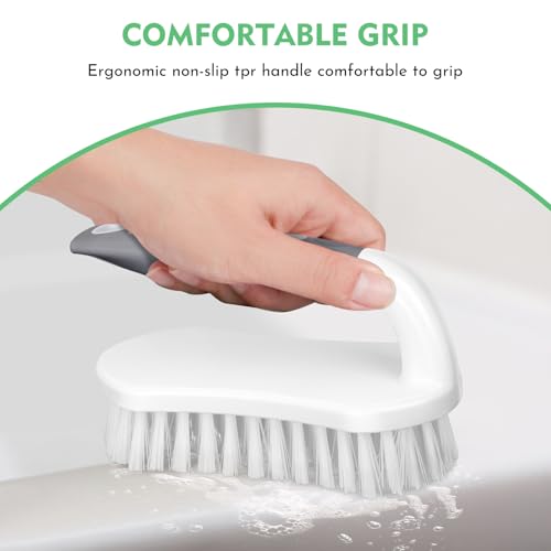 SetSail Scrub Brush, Heavy-Duty Stiff Bristle Cleaning Scrubber, 4 Pack - color: Grey White, size: 4-pack