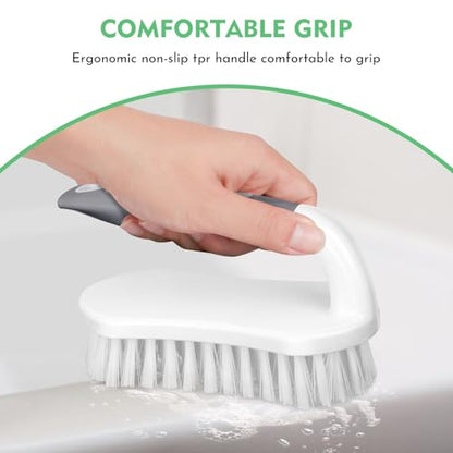 SetSail Scrub Brush, Heavy-Duty Stiff Bristle Cleaning Scrubber, 4 Pack - color: Grey White, size: 4-pack