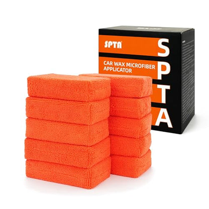 Microfiber Applicator Pad, SPTA Premium Microfiber Sponge and Cleaning Pads,Ultra-Soft, Safe for Sealants, Tire Dressings, Interior and Exterior Detailing, Car, Truck, SUV, RV, Motorcyle Care,10 Pack