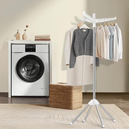 SUYU Clothes Drying Rack, Foldable Drying Rack Clothing, Laundry Drying Rack, 59-Inch Indoor Clothes Airer with 3 Rotatable Arms, Stainless Steel,4 Legs,White and Silver SNJ101 - style: 1-Tier