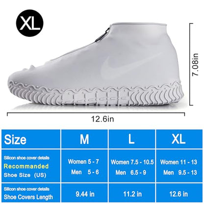 Shiwely Waterproof Shoe Covers, Silicone Reusable Shoe Cover Non-slip Durable Zipper Elastic Rain Cover Protection for Men Women (XL (Women 11-13, Men 9.5-13), Grey) - color: Grey, size: XL (Women 11-13, Men 9.5-13)